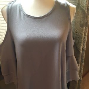 Gray cold shoulder top